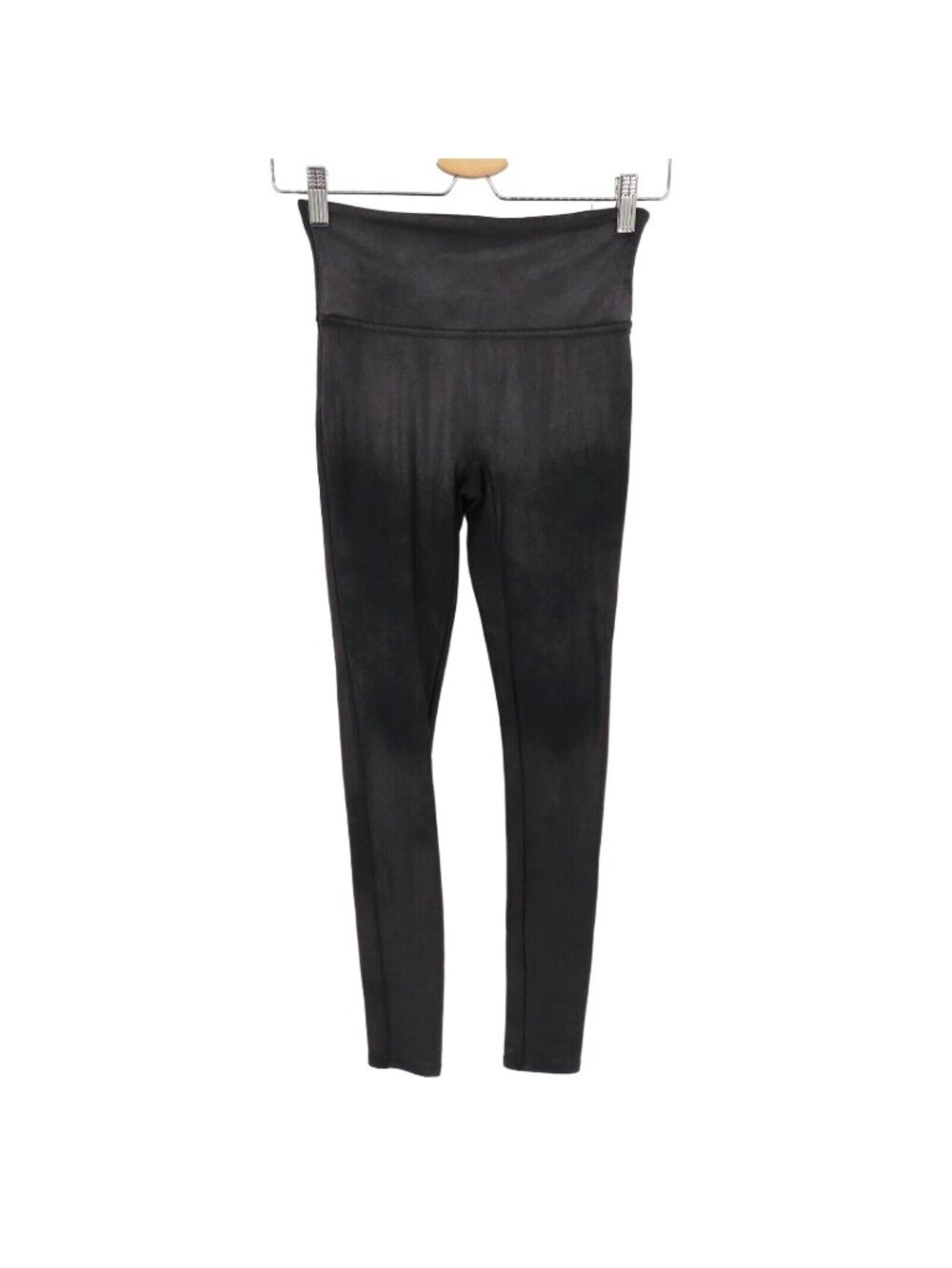Spanx Small Faux Leather Leggings Black 2437 Regular Length Shaping Waistband